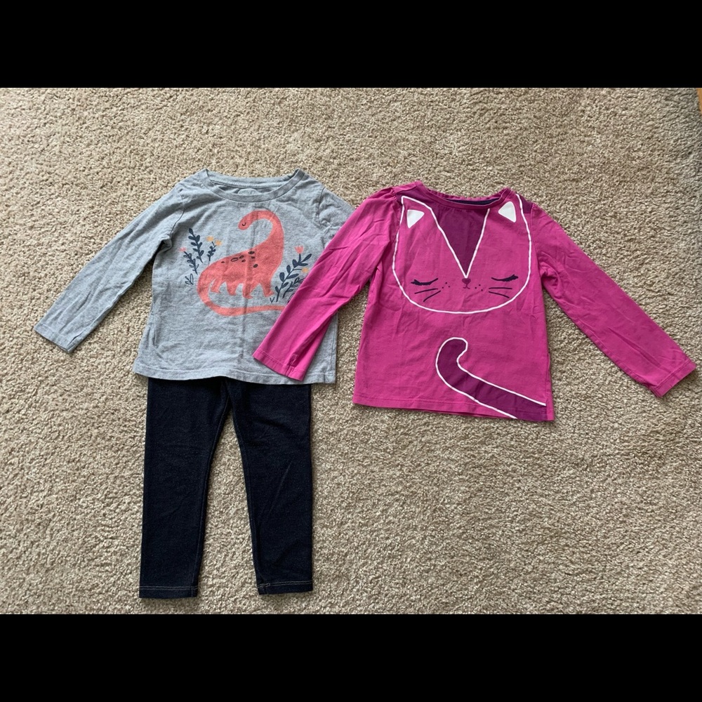 Bundle of 2 Gymboree Tops and 1 Pair of Cat & Jack Jeggings